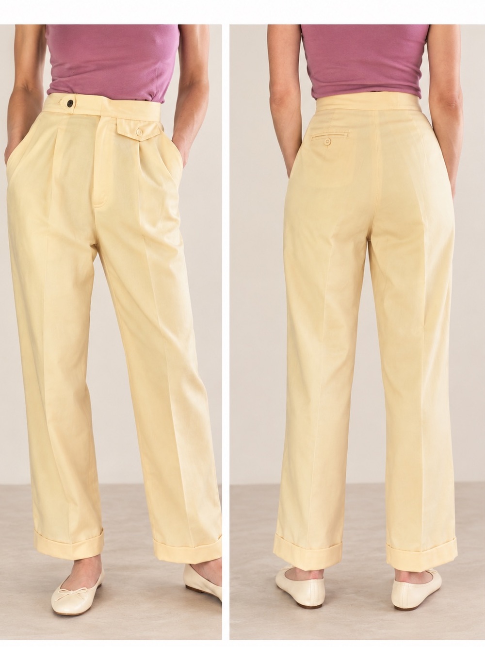 Vintage The Villager Butter Yellow High Waist Cuff Leg Trouser Pants